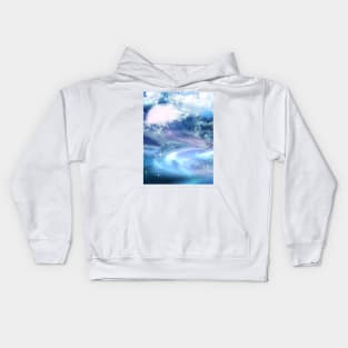 blue fantasy landscape Kids Hoodie